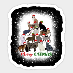 Bleached Merry Catmas Christmas Cat Tree Sticker